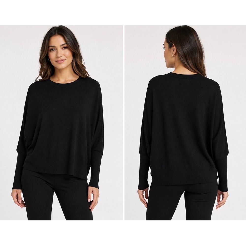 NWT Karen Kane Black Rosy Rebel Dolman Sleeve Sweater Sz S Relaxed Fit Crew Neck